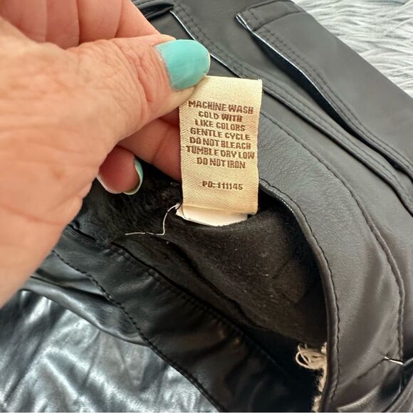 Black Straight Leg Jeans with Sleek Finish faux leather - Picture 7 of 10